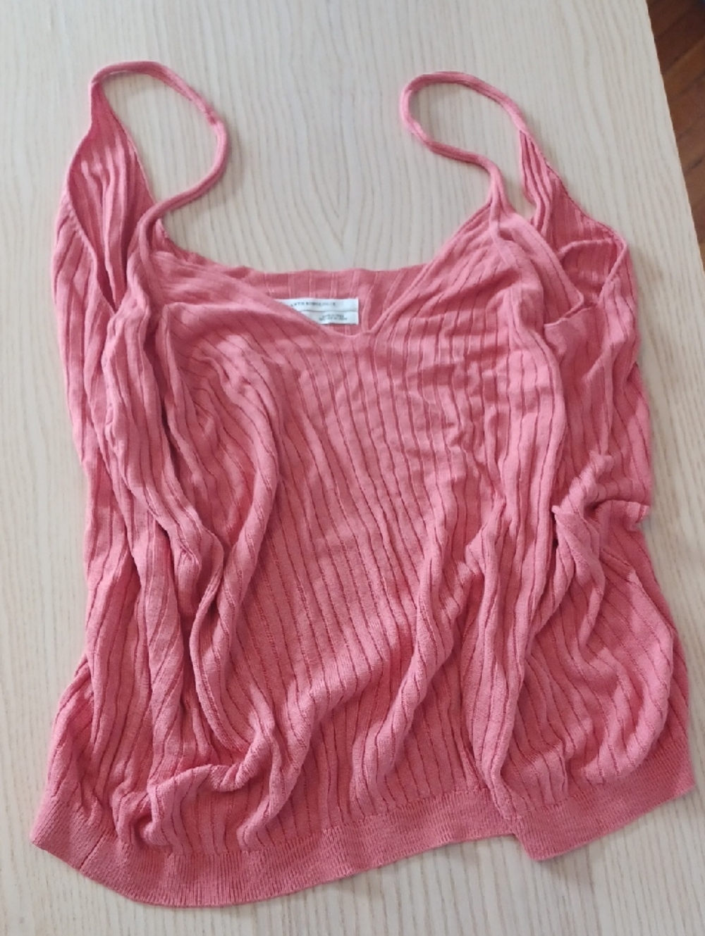 Anthropologie Ribbed Scoop-Neck Camisole - Coral